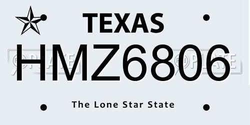 HMZ6806 Texas License Plate