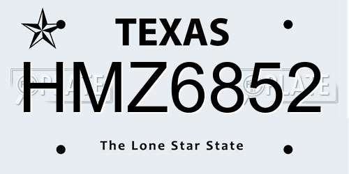HMZ6852 Texas License Plate