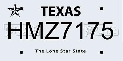HMZ7175 Texas License Plate