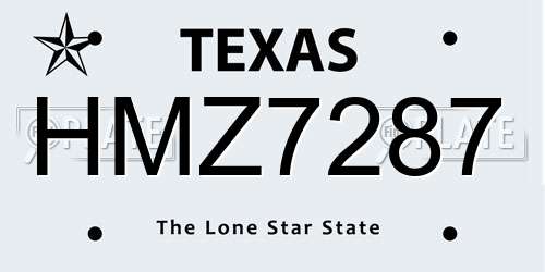 HMZ7287 Texas License Plate
