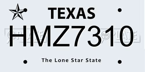 HMZ7310 Texas License Plate