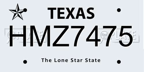 HMZ7475 Texas License Plate