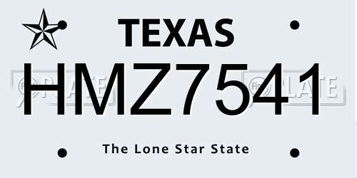 HMZ7541 Texas License Plate
