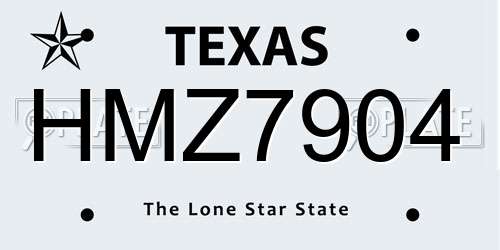 HMZ7904 Texas License Plate