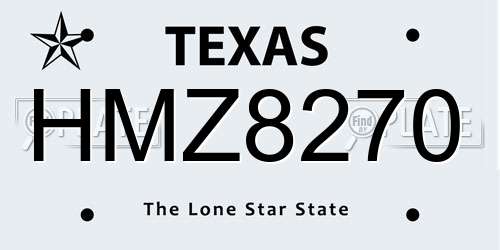 HMZ8270 Texas License Plate
