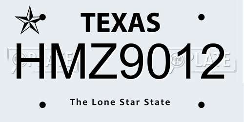 HMZ9012 Texas License Plate