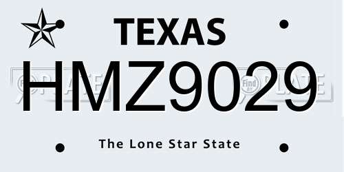 HMZ9029 Texas License Plate
