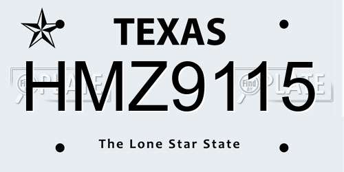 HMZ9115 Texas License Plate