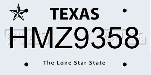 HMZ9358 Texas License Plate