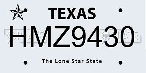 HMZ9430 Texas License Plate