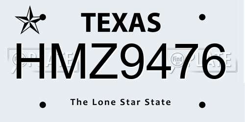 HMZ9476 Texas License Plate