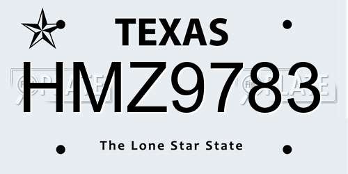 HMZ9783 Texas License Plate