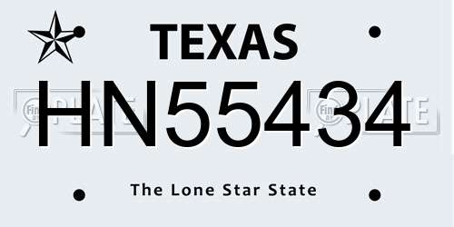 HN55434 Texas License Plate