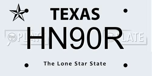 HN90R Texas License Plate