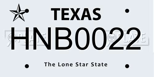 HNB0022 Texas License Plate