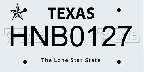 HNB0127 Texas License Plate