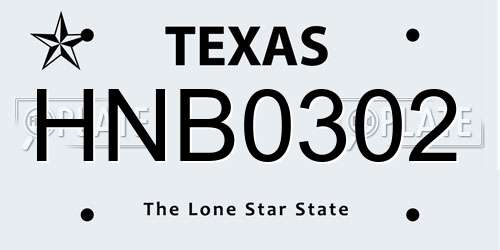 HNB0302 Texas License Plate