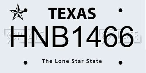 HNB1466 Texas License Plate