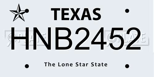 HNB2452 Texas License Plate