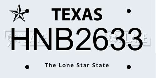 HNB2633 Texas License Plate