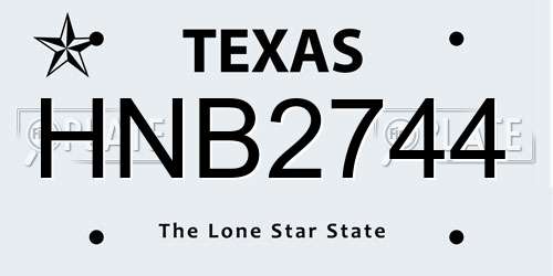 HNB2744 Texas License Plate