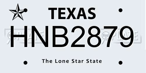 HNB2879 Texas License Plate