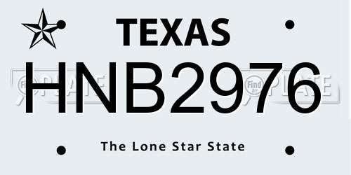 HNB2976 Texas License Plate