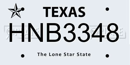 HNB3348 Texas License Plate