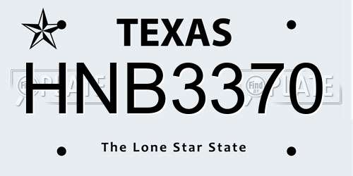 HNB3370 Texas License Plate