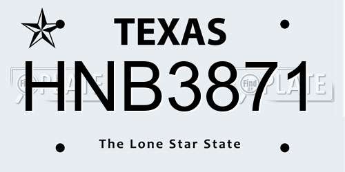 HNB3871 Texas License Plate