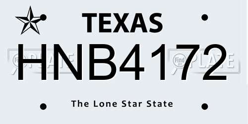 HNB4172 Texas License Plate