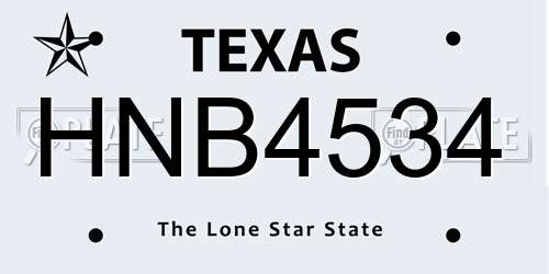 HNB4534 Texas License Plate