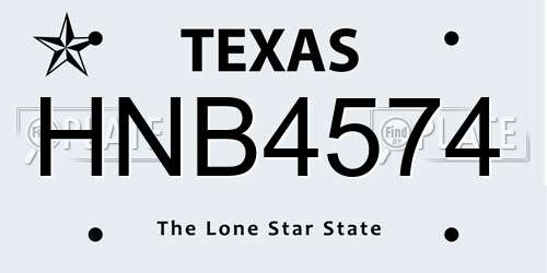 HNB4574 Texas License Plate