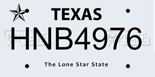 HNB4976 Texas License Plate