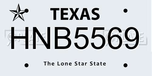 HNB5569 Texas License Plate