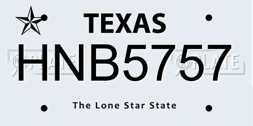 HNB5757 Texas License Plate