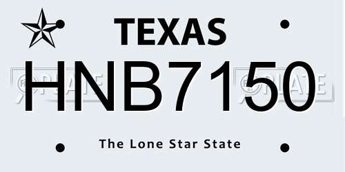 HNB7150 Texas License Plate