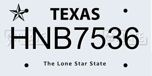 HNB7536 Texas License Plate