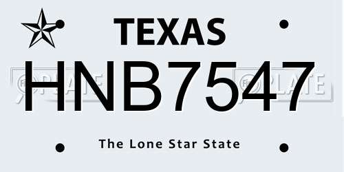 HNB7547 Texas License Plate