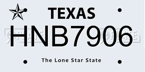 HNB7906 Texas License Plate