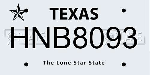 HNB8093 Texas License Plate