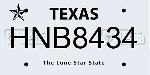HNB8434 Texas License Plate