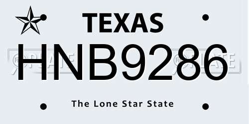 HNB9286 Texas License Plate