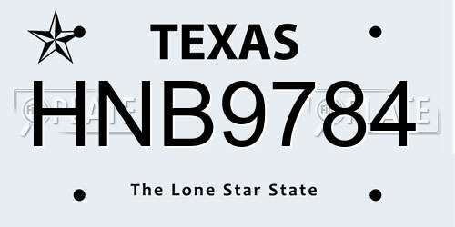 HNB9784 Texas License Plate
