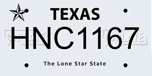 HNC1167 Texas License Plate