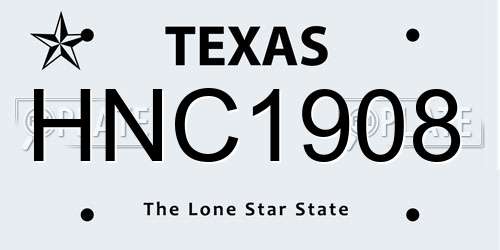 HNC1908 Texas License Plate