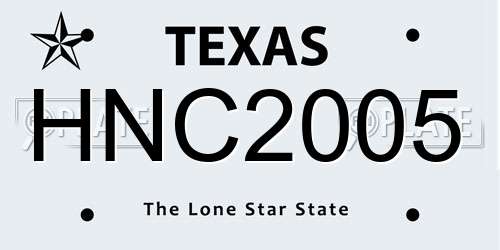 HNC2005 Texas License Plate