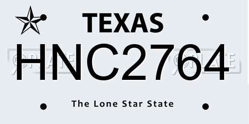 HNC2764 Texas License Plate
