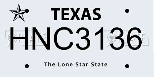 HNC3136 Texas License Plate