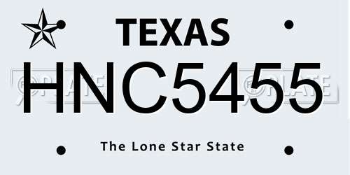 HNC5455 Texas License Plate
